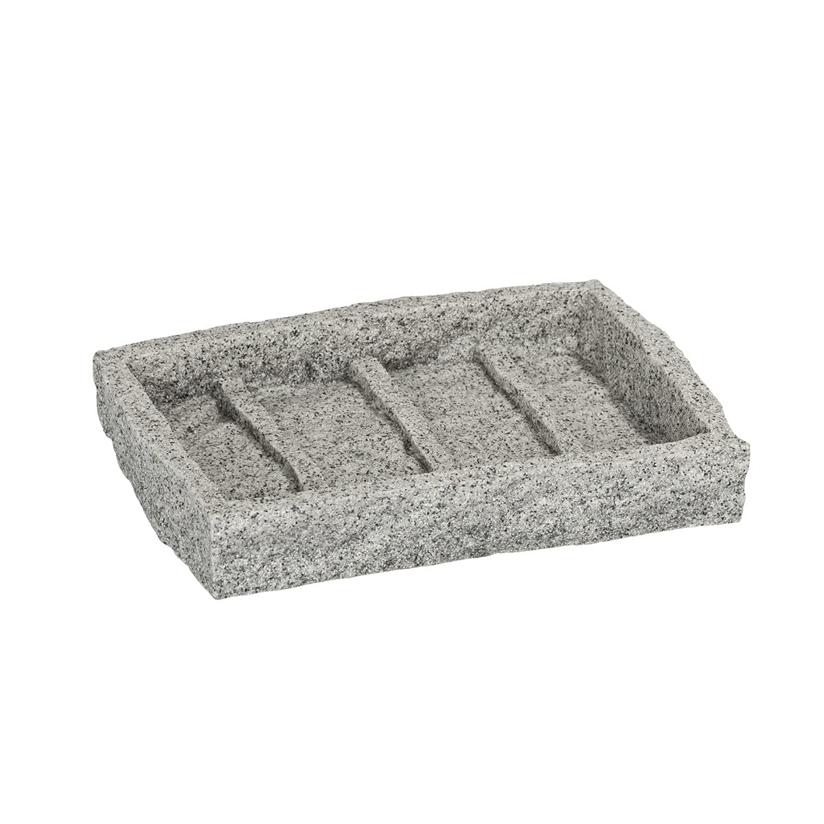 WENKO 20439100 Soap dish Granite, Plastic Polyresin, 13.5 x 2.2 x 9.1 cm, Grey