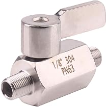 Vanne à Bille 1/8" NPT En Acier Inox 304 - Pour Eau, Huile, Gaz - Mâle/Femelle, Pression 1000 PSI