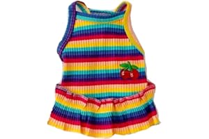 Dog Colorful Stripe Dress Summer Comfortable Breathable Dog Clothes Puppy Cute Sundress Lightweight Soft Pet Dresses Outfits 