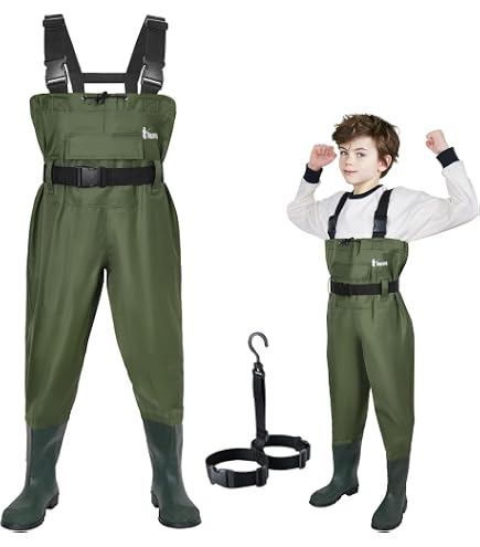 Cuissardes de poitrine pour enfants et tout-petits pour la chasse et la pêche avec bottes isolées pour garçons et filles de 2 à 15 ans Cuissardes de poitrine pour enfants et tout-petits pour la chasse et la pêche avec bottes isolées pour garçons et filles de 2 à 15 ans
