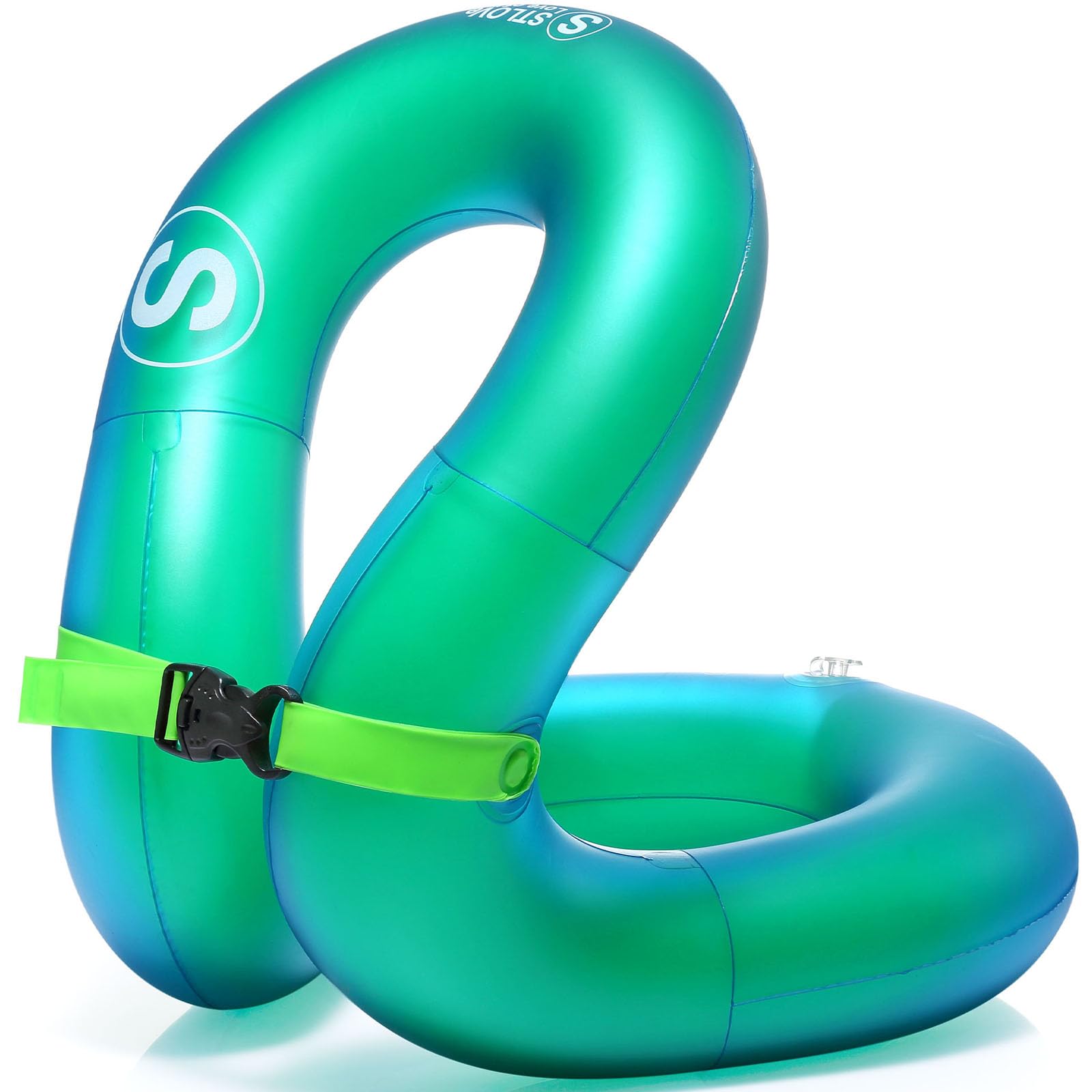 STLOVe Swim Vest, Two-Ply Kids Swimming Float, Children Pool Float Ring with Safety Strap, Thickened Inflatable Swim Jacket Kids Pool Swimming Ring for 15-30kg 4-6 Age Boys Girls-Green