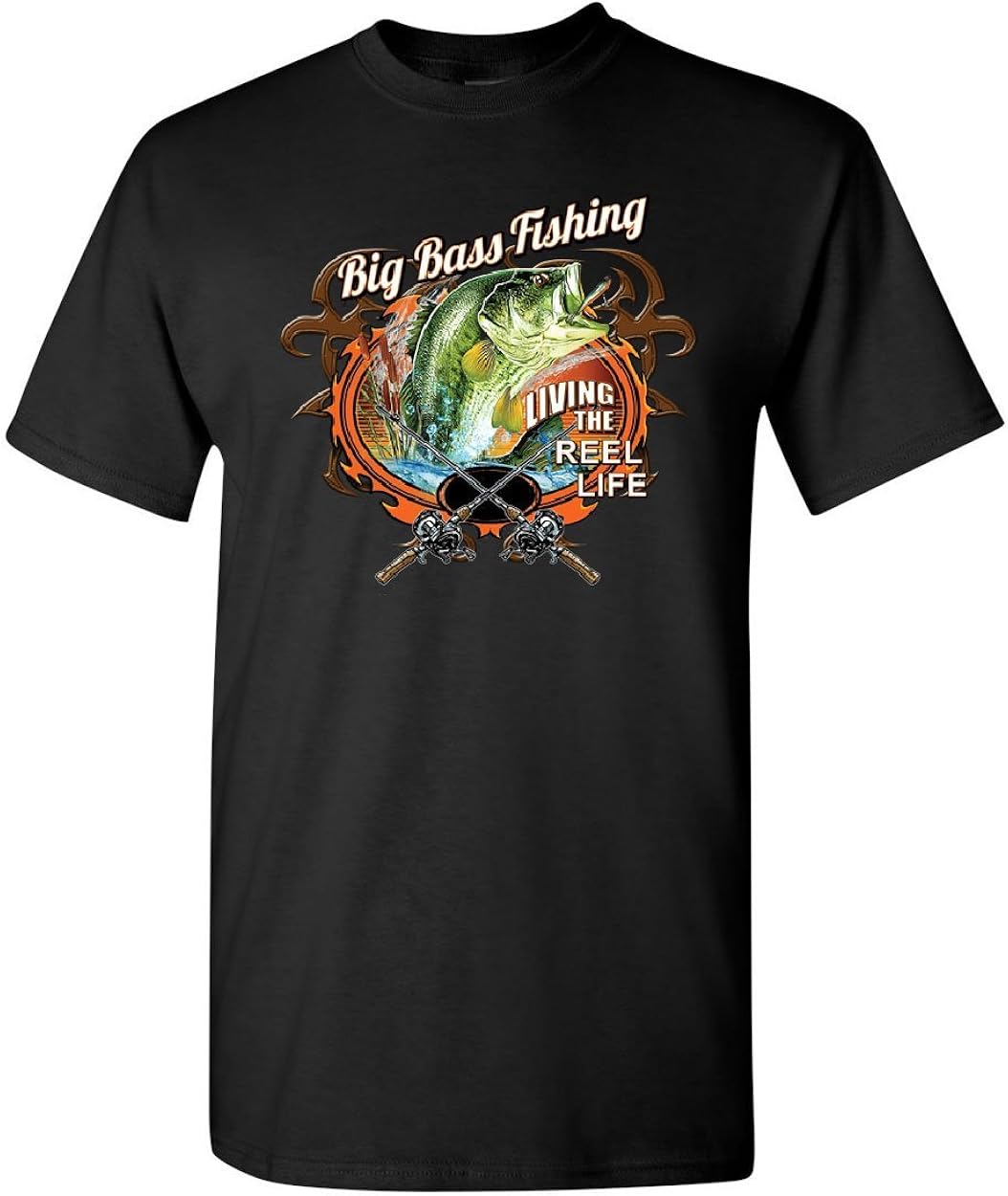 Amazon.com: Big Bass Fishing T-Shirt Living The Reel Life Fisherman