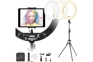 IVISII 19 inch Ring Light with Stand and Phone Holder,60W Bi-Color or for Live Stream/Makeup/YouTube Video/TikTok/Zoom/Photography Black