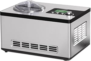 Homtone Ice Cream Maker, No pre-Freezing Automatic Ice Cream Machine 2.1 Quart with Built-in Compressor and LCD Timer for Making Ice Cream,Gelato in 30-60 min