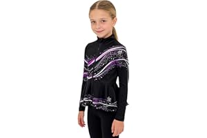 Aiihoo Girls Ice Skating Jackets Kids Rhinestone Figure Skating Tops Costs Fleece Shiny Jackets