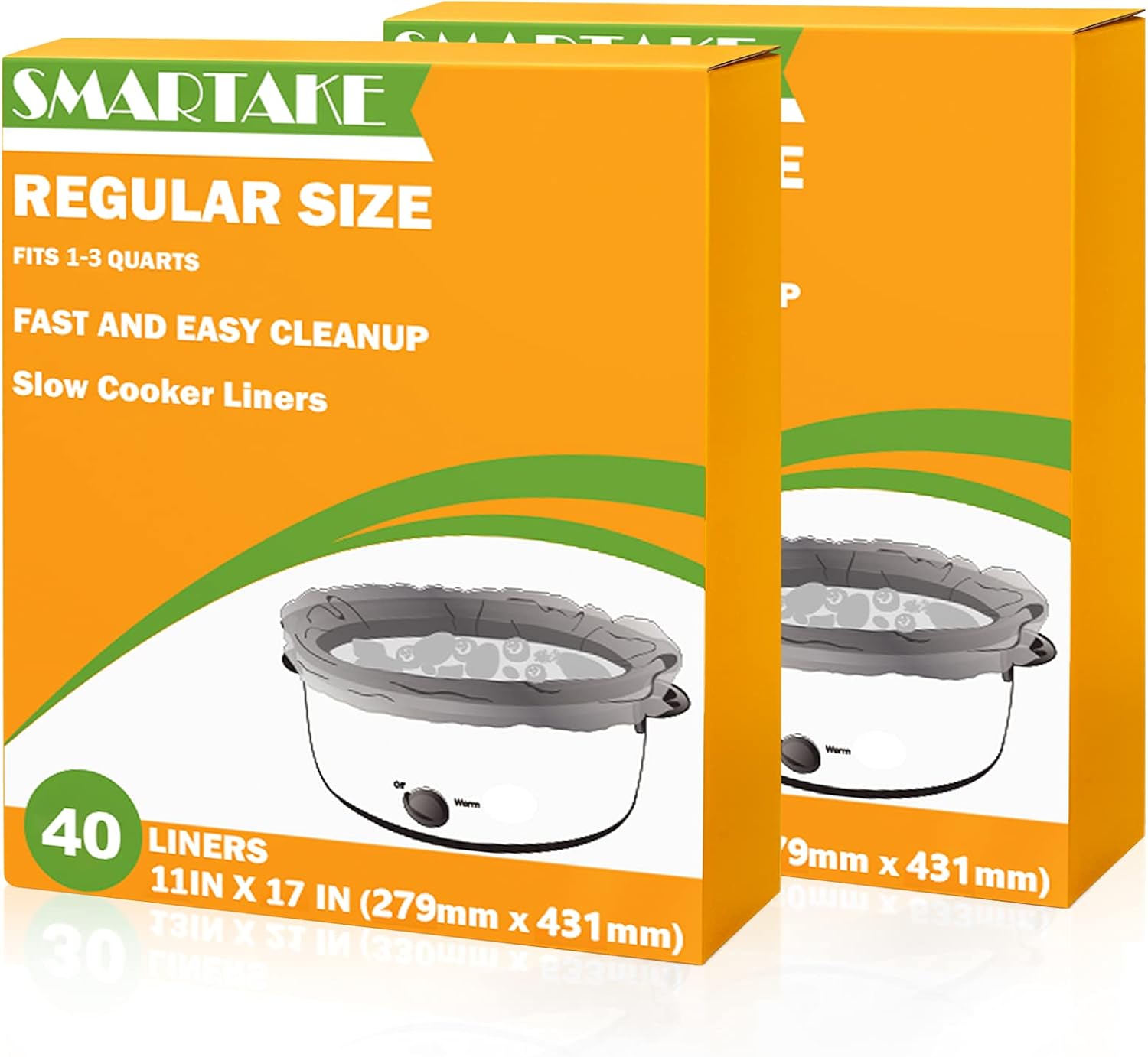 SMARTAKE Slow Cooker Liners, 11 × 17 Inches Disposable Cooking Bags, Easy Clean-Up Plastic Bags, Fit 1QT to 3QT, for Slow Cooker, Crockpot, Aluminum Cooking Trays, Pans, 2 Packs (80 Liners)