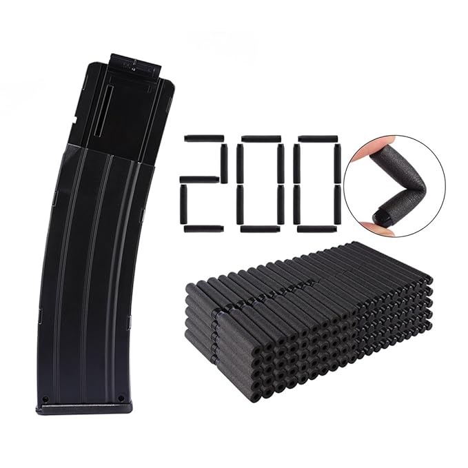 BOROK 1Pack Worker 22 Darts Clip Magazin + 200St.Darts Pfeile Nachfüllpack für Nerf N-Strike Elite