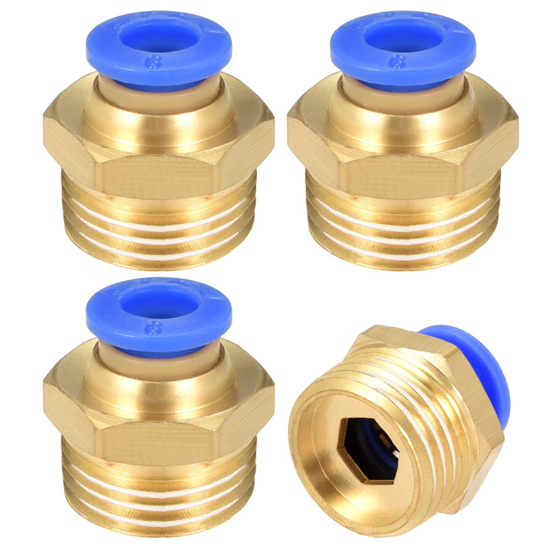 sourcing map Straight Pneumatic Push to Quick Connect Fittings G3/8 Male x 6mm Tube OD 4pcs