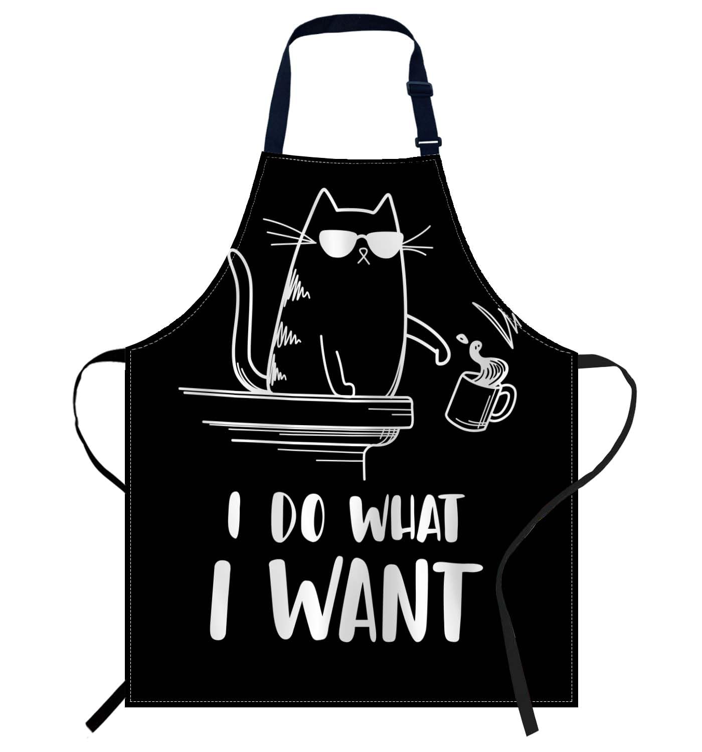 Smooffly I Do What I Want Apron - Unisex Adjustable Bib Apron for Cooking, Kitchen, Restaurant, Coffee House