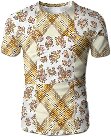 Edgar John Image of Patch and Deceit Lines and Paisley Motifs Nostalgic Stripes Men's Short Sleeve Tshirt M