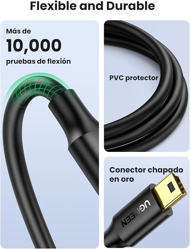 Cable Mini USB 2.0 Type A a Tipo B Alta Velocidad de Datos (1M)