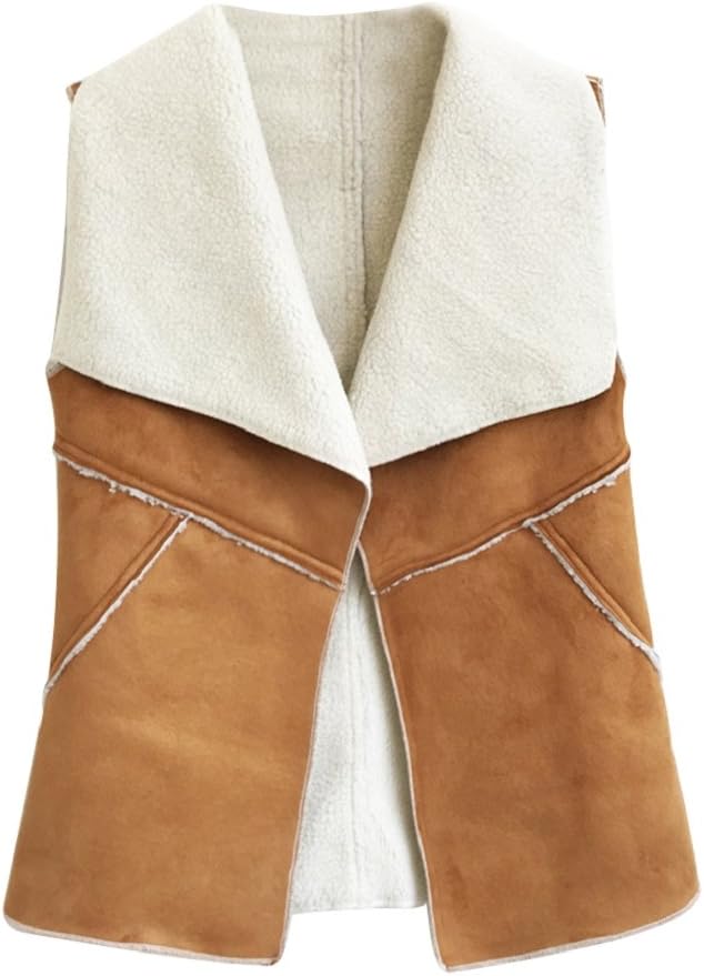 Academyus Female Women Imitation Artificial Fur Sweater Vest Wool Vest Waistcoat Collar Coat