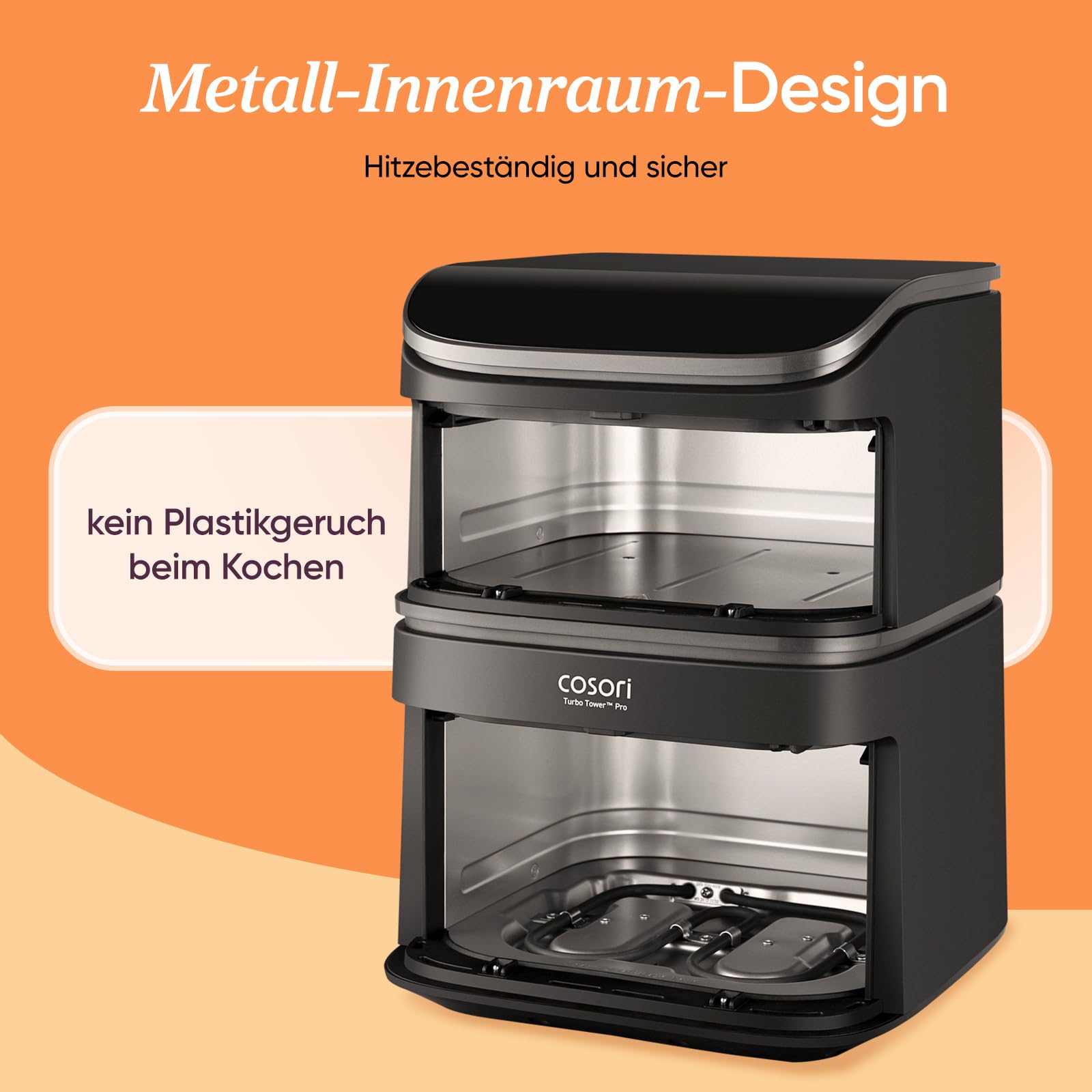 COSORI Turbo Tower Pro Smart Airfryer, 10,8L Keramikbeschichtung Heißluftfritteuse, DualBlaze-Technologie und WLAN-Steuerung, Silbergrau, Grau Silber 7