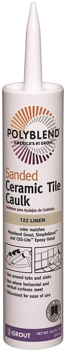 Custom BLDG Products PC12210S-6 10.5-Ounce Linen Tile Caulk, 10.5 oz, Sahara Tan