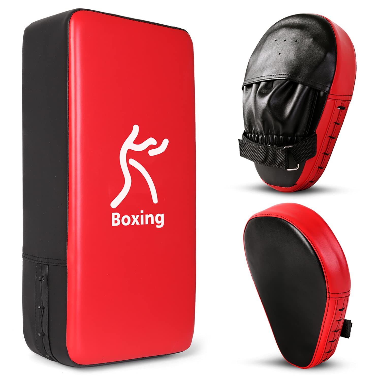 4-Piece Boxing Pads Set - Curved Focus Mitts & Taekwondo Kick Pads For Martial Arts Training