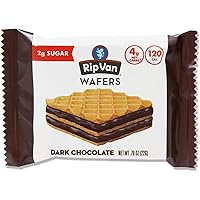 Rip Van Dark Chocolate Wafer Cookies - Healthy Snacks - Non GMO, Keto, Low Carb, Low Sugar (2g), Low Calorie and Vegan - 16 C