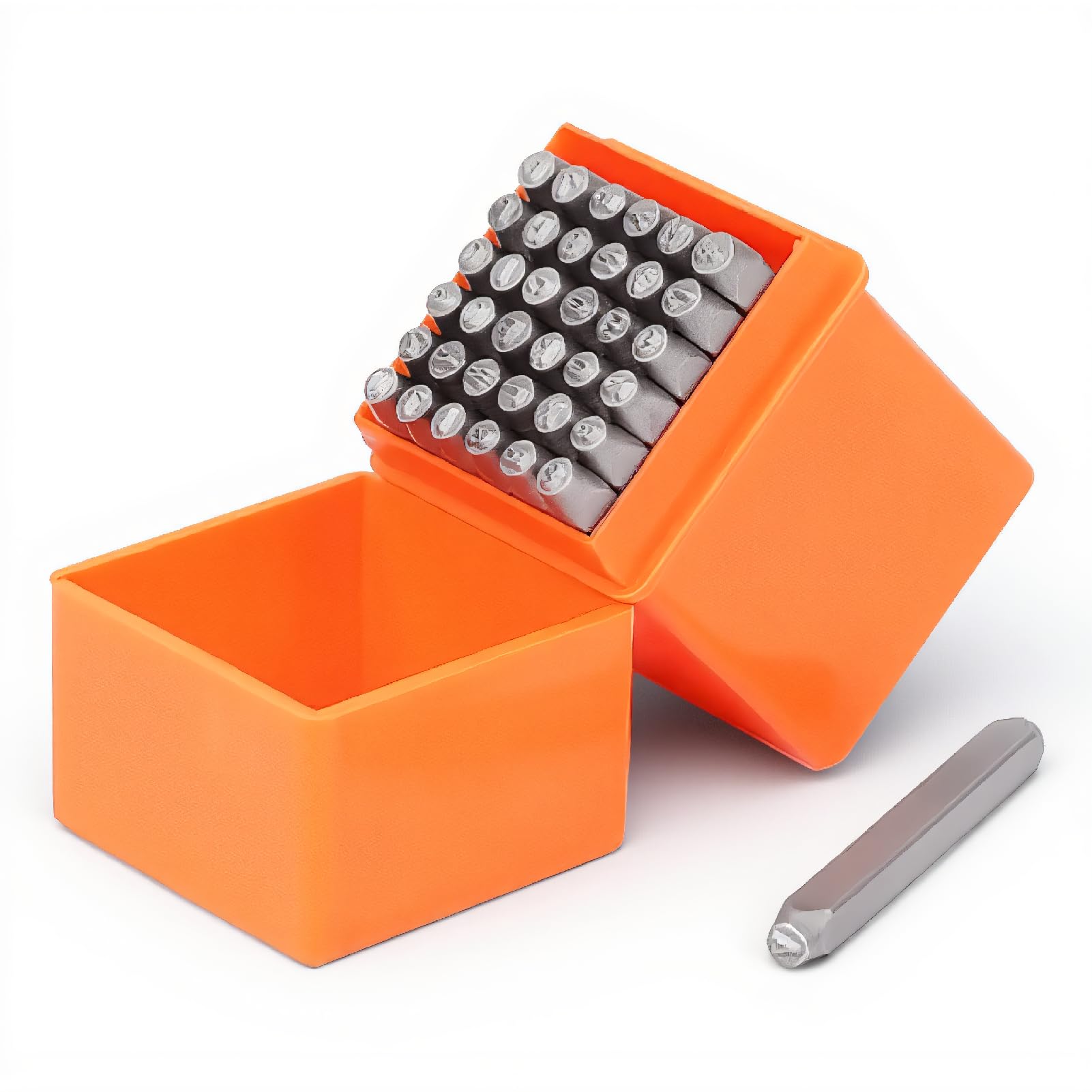 Metal Letter Punch Set 1/4 (6mm), 37Pcs Steel Number and Letter Stamp Set, Metal Stamping Tool Set Kit for Imprinting Metal, Plastic, Wood, Leather.