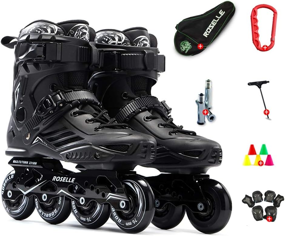 HBJB Skate adult college roller skates men and women inline skates novice fancy shoes flat shoes club roller skates (Color : Black, Size : 40EU/7.5 US/6.5 UK/25cm JP)