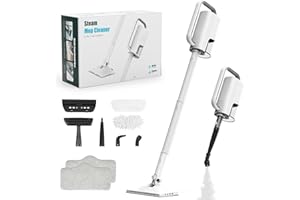 ACHTFACH Steam Cleaner, 6 in1 Rotated Steam Mop Cleaner with 2 Modes, 2 Microfiber Pads, 400ML Removable Tank, 23FT Power Cable, Detachable Steam Mops for Floor, Laminate Floor, Tiles Cleaning (Jade White)