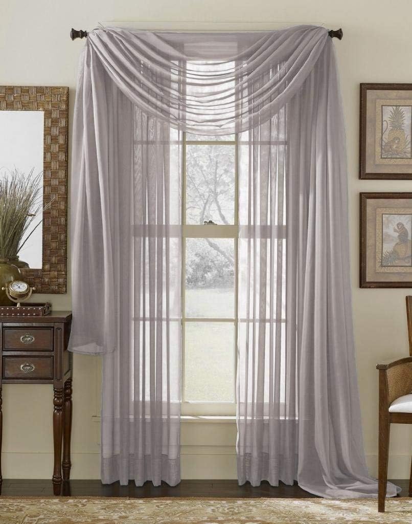 DreamKingdom - 2 PCS Solid Sheer Window Curtains/Drape/Panels/Treatment Brand New 55"Wx84"L - Silver