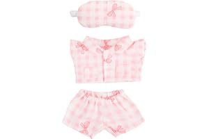 Sinbana Doll Pajama Set, Pink Bowknot Top and Pants with Eye Mask Cute Toy Costume Accessories for 5.9in/15cm-6.7in/17cm Doll