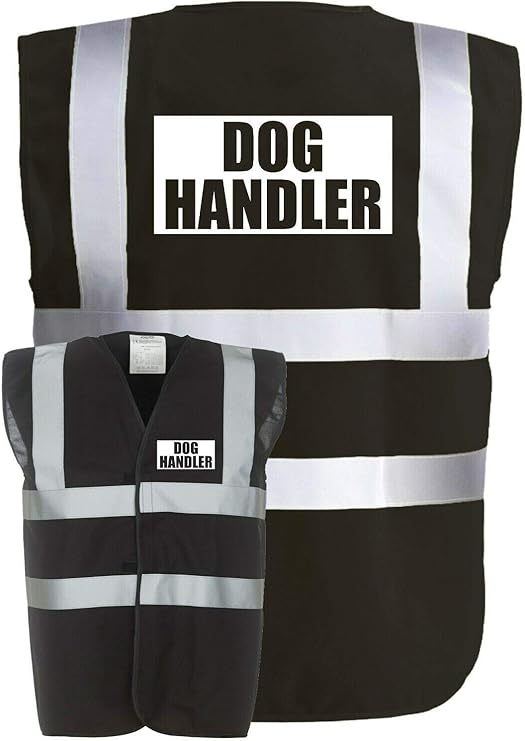 Dog Handler Black HiVis HighVis Visibility Safety Vest/Waistcoat