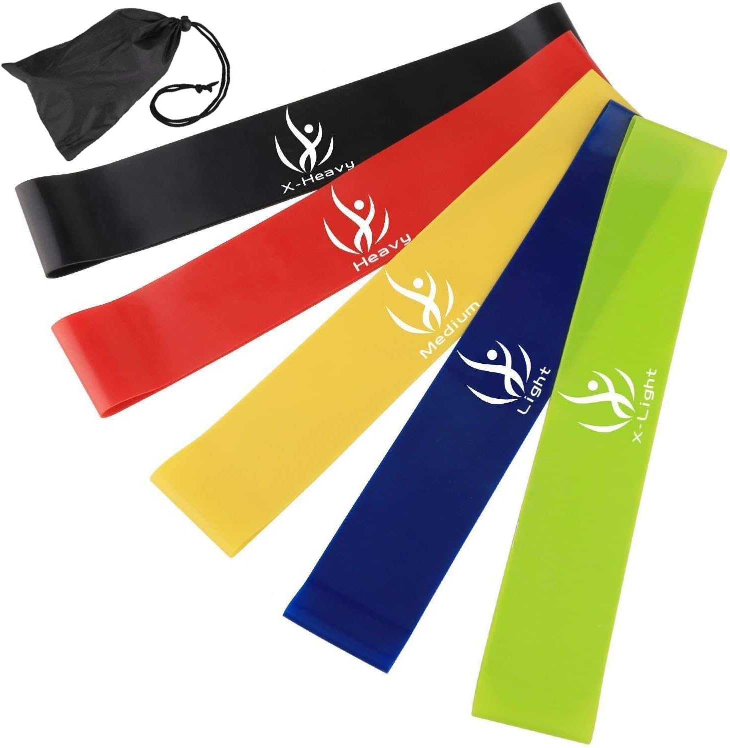 Elimoons Resistance Bands Set of 5，Men and Women Skin Friendly Resistance Fitness Exercise Loop Bands with 5 Strength Levels for Yoga, Gym, Home, Pilates, Strength Training with Free Carrying Bag : Sports & Outdoors