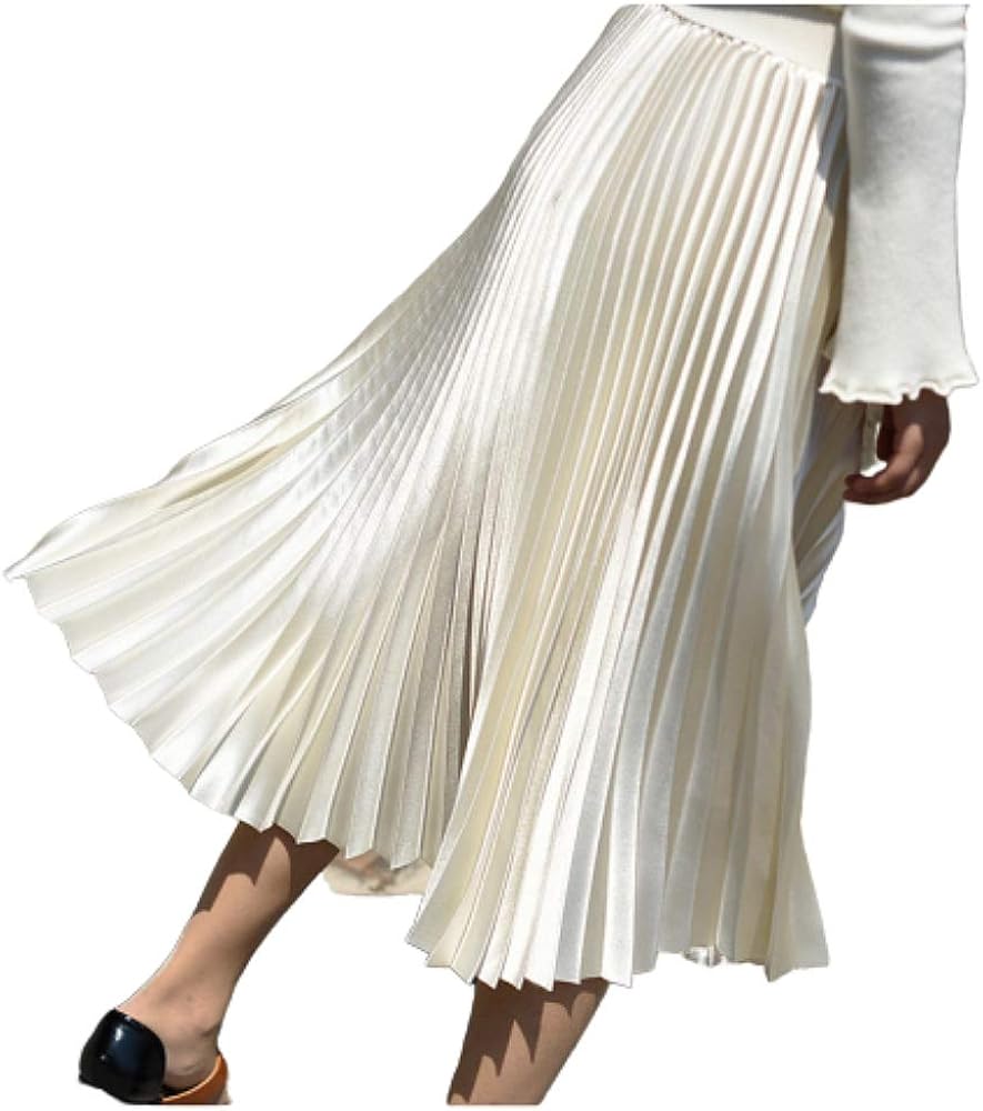 beige pleated maxi skirt