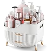 Pajiriona Makeup Organizer with Drawers,Skincare Organizer for Vanity,Storage Box with Handle,Large Cosmetic Display case for Dresser, Bathroom Countertop