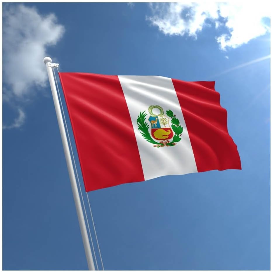 My Planet Large 5'x3' Peru Flag Premium Quality Peruvian Supporter Fans Decoration Flag