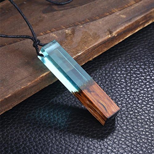 Mahogany Pendant Necklaces Women Girl Mahogany Wood Pendant Sweater Chain Necklace Hemlock (Blue-2)