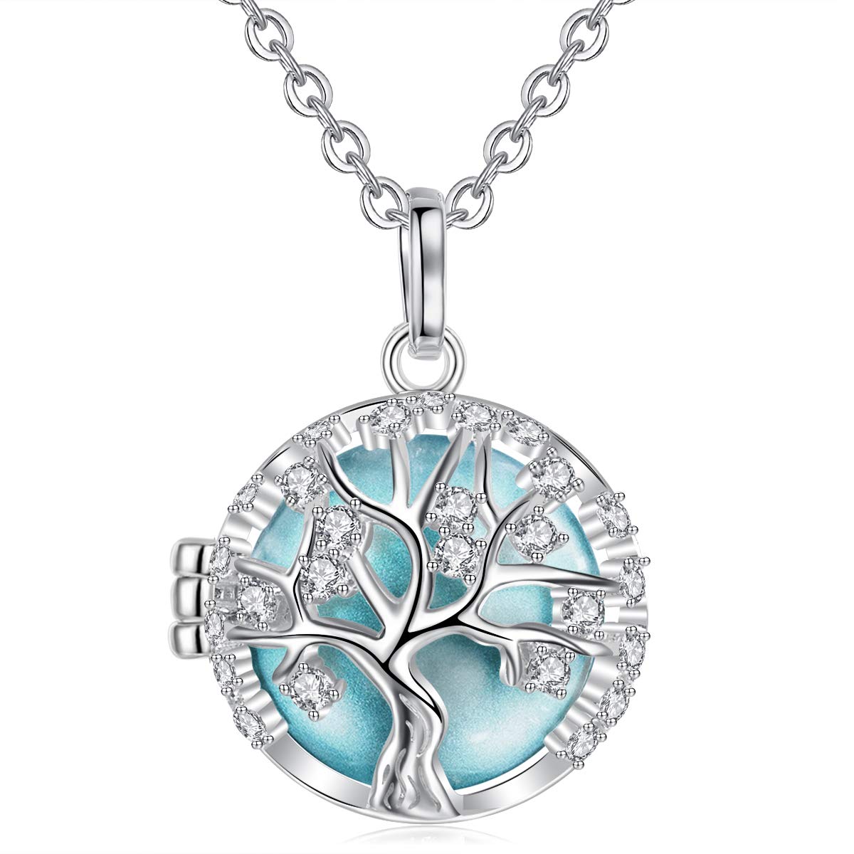 AEONSLOVE Tree of Life Pregnancy Necklace Chime Ball Music Wishing Sounds Locket Bola Pendant Jewellery Gifts for Maternity Women