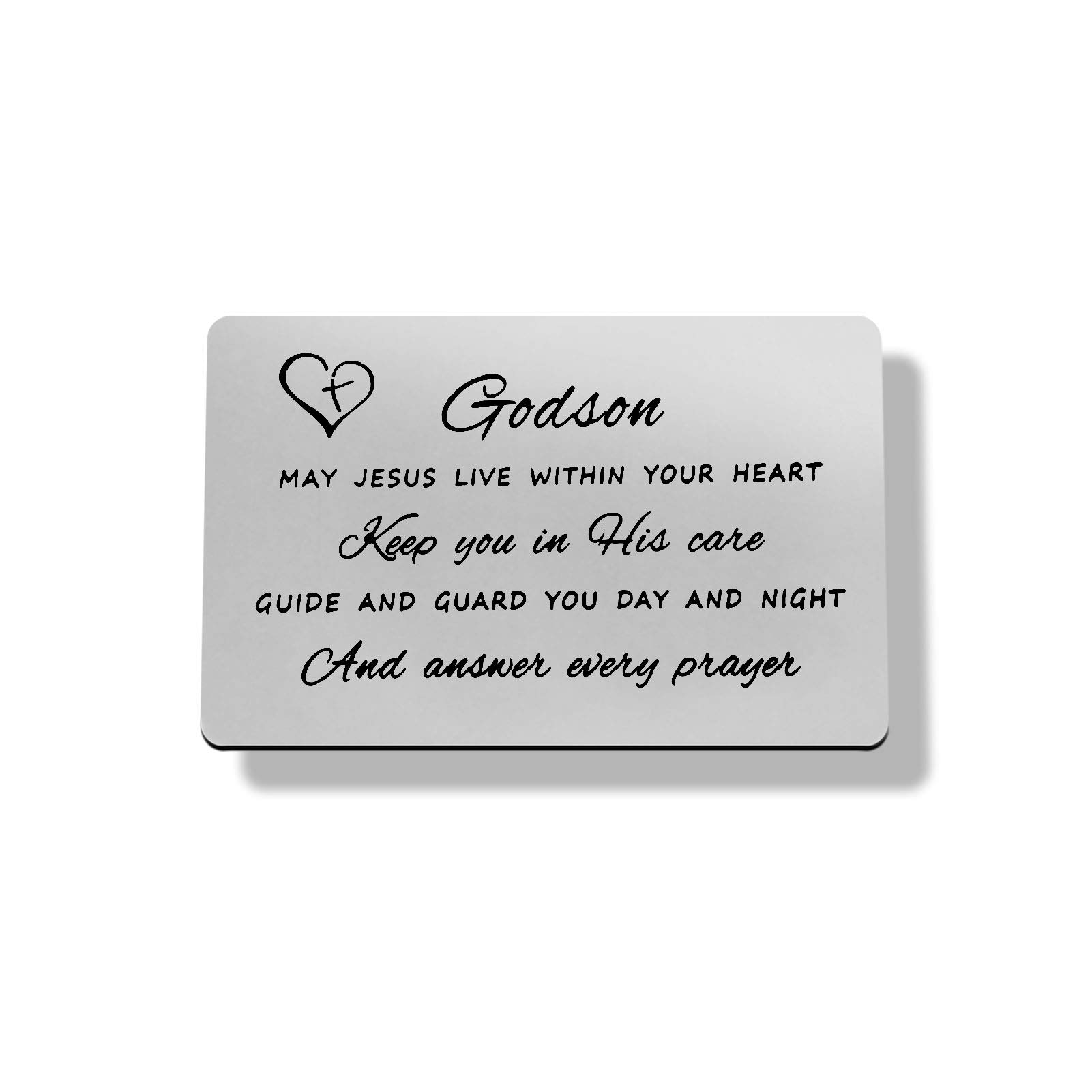 Godson Wallet Card,Engraved Wallet Insert for Godson,To My Godson Gifts,Baptism Card Gifts for Godson,Confirmation Gifts for Teenage Boy Birthday Christening Gifts from Godmother Godfather Godparents