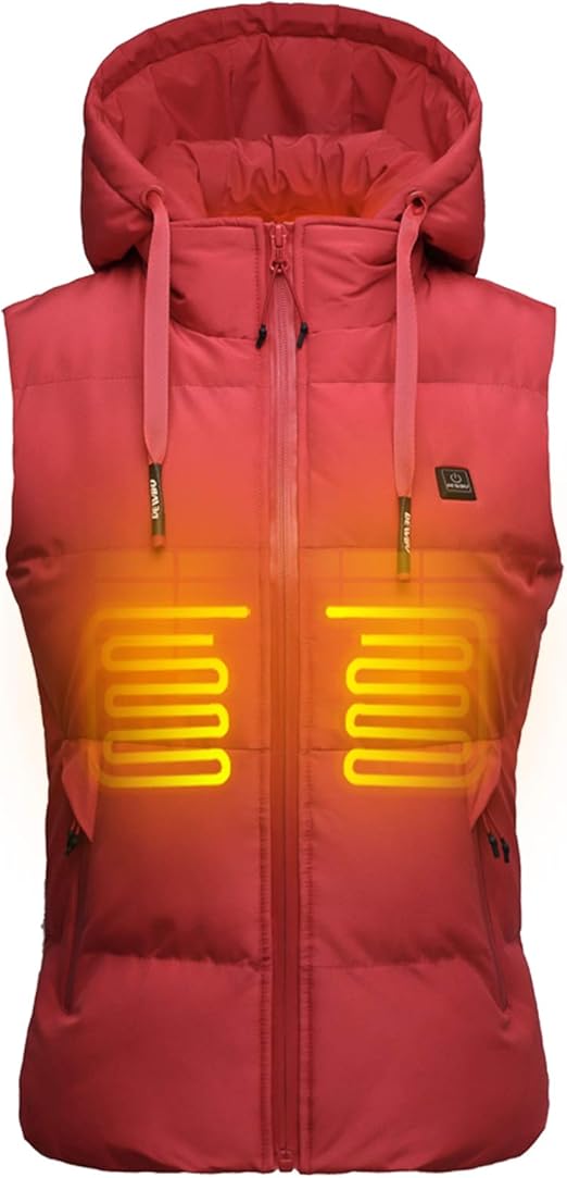 DEWBU Heated Vest With 7.4V Battery Pack Lightweight Electric Heating Coat For Women, S, Red at