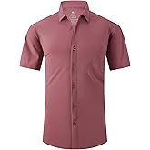 SAMERM Mens Dress Shirt Wrinkle Free Moisture Wicking 4-Way High Stretch Super Soft Casual Button Down Shirts