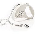 FLEXI® Style Retractable Dog Leash (Tape), Ergonomic, Durable and Tangle Free Pet Walking Leash for Dogs Up to 55 lbs, 16 ft, Medium, White/Grey