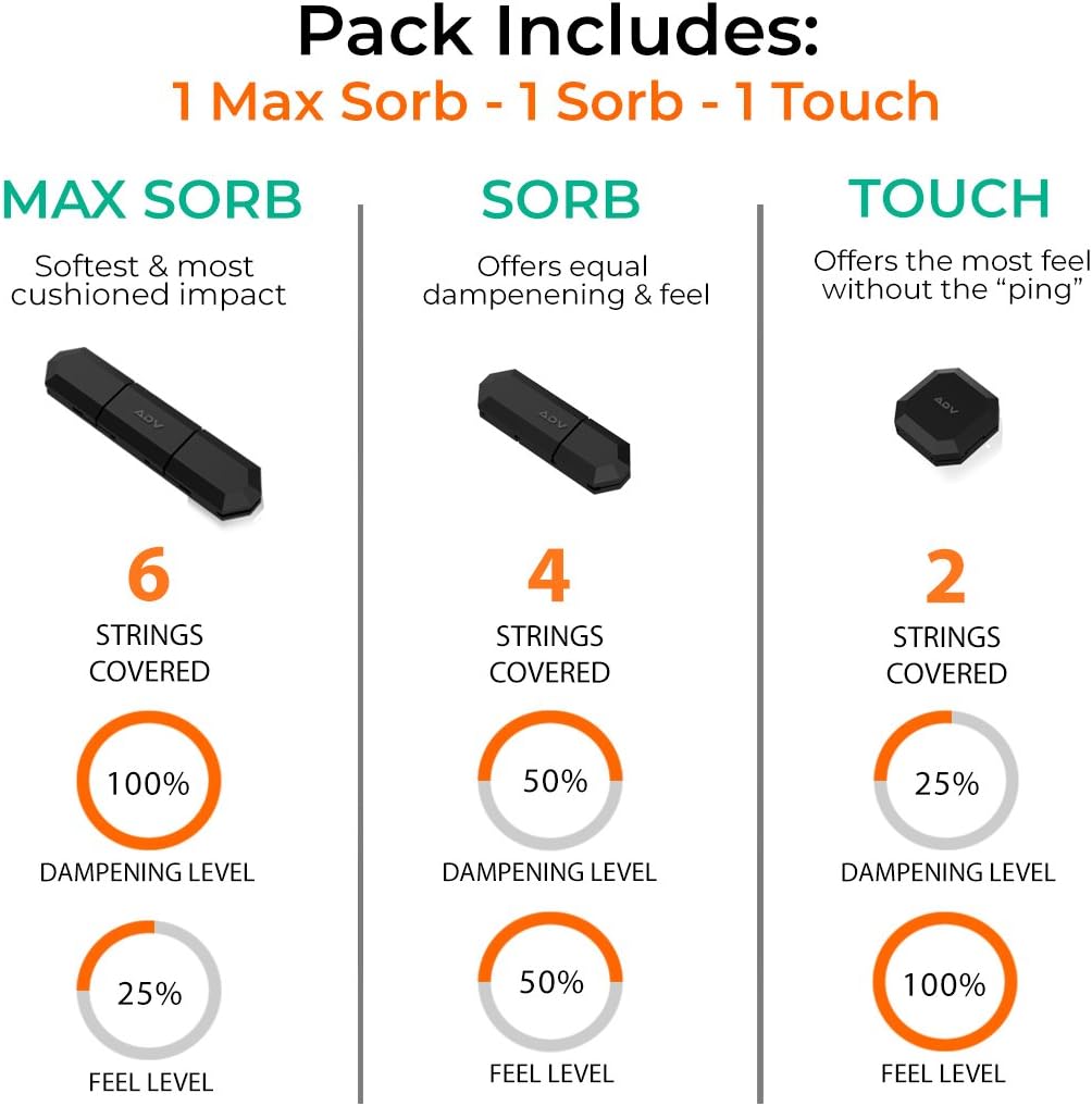 ADV Tennis Vibration Dampener - Set of 3 - Ultimate Shock Absorbers for Racket and Strings - Premium Quality, Durable, and 100% Reliable - Newest Technology (Black) : Sports & Outdoors