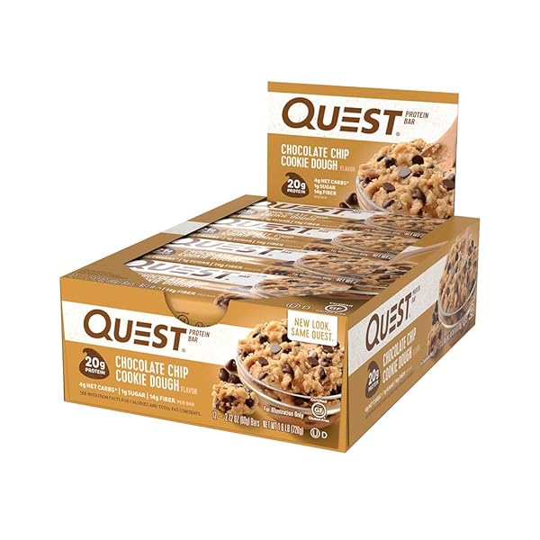 QUEST NUTRITION PROTEIN BAR, CHOCOLATE CHIP COOKIE DOUGH, 2.12 OZ,12 COUNT