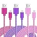 USB Cable, Pofesun 3Pack 6.6FT (2M) Micro USB to USB Cable Braided, Quick Charge and High Speed Data Sync for Android, Samsung, HTC, Motorola, Nokia, Android and More,(Pink+Purple+Rose)