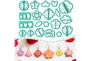ORIGACH 20 PCS Flower Polymer Clay Cutters for Earrings Muti-shapes Geometric Clay Cutters with Box for Jewelry Making, DIY, 