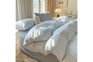 Nayoroom Gingham Duvet Cover Queen Size Blue White Plaid Checkered Comforter Cover Grid Farmhouse Bedding Set 3 Pcs Soft Breathable Washed Microfiber Gifts for Women Men
