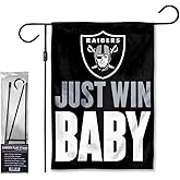 Raiders Just Win Baby Garden Flag and Stand Pole Holder Mount