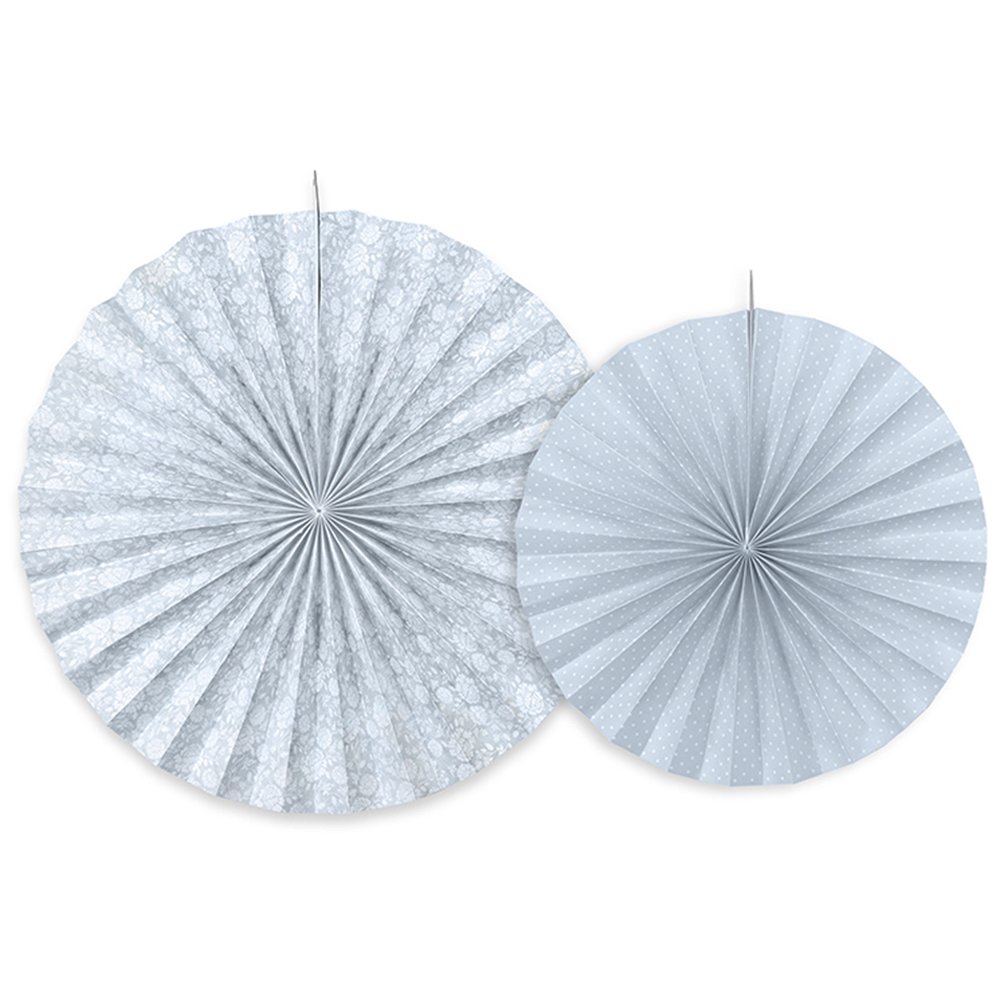 RPK2-090 - Deko Rosetten 2Stück hellblau weiß PomPoms hängende Party Deko Girlande Mottoparty