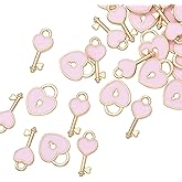 Pack of 40 Locks and 40 Keys Enamel Charms Gold Plated Colored Pendants Hawaii Style Accessories for Necklace Bracelet Jewelry Making DIY Crafting
