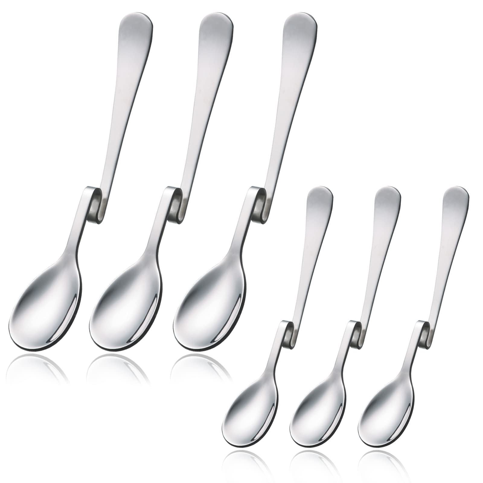 Coffee Spoons, 6 Piece Spiral Hanging Mixing Spoon, Jam Spoon for Hanging, 410 Material Coffee Spoons, Latte Macchiato Spoon, Hygienic Design, Tea Stainless Steel Espresso