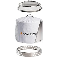 Amazon.com: Solo Stove Bonfire Big Yard Bundle Portable Fire Pit Stainless  Steel for Wood Burning and Low Smokeless Fire Pit Camping Stove for S'Mores  and Hot Dogs | 19.4x14 Inches with Camp