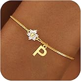 C-leen Gold Initial Bracelets for Women Girls - 18K Gold Plated Flower CZ Initial Bracelet Teen Girl Gifts Trendy Stuff Dainty Gold Bracelets for Women Girls Trendy Jewelry Gifts
