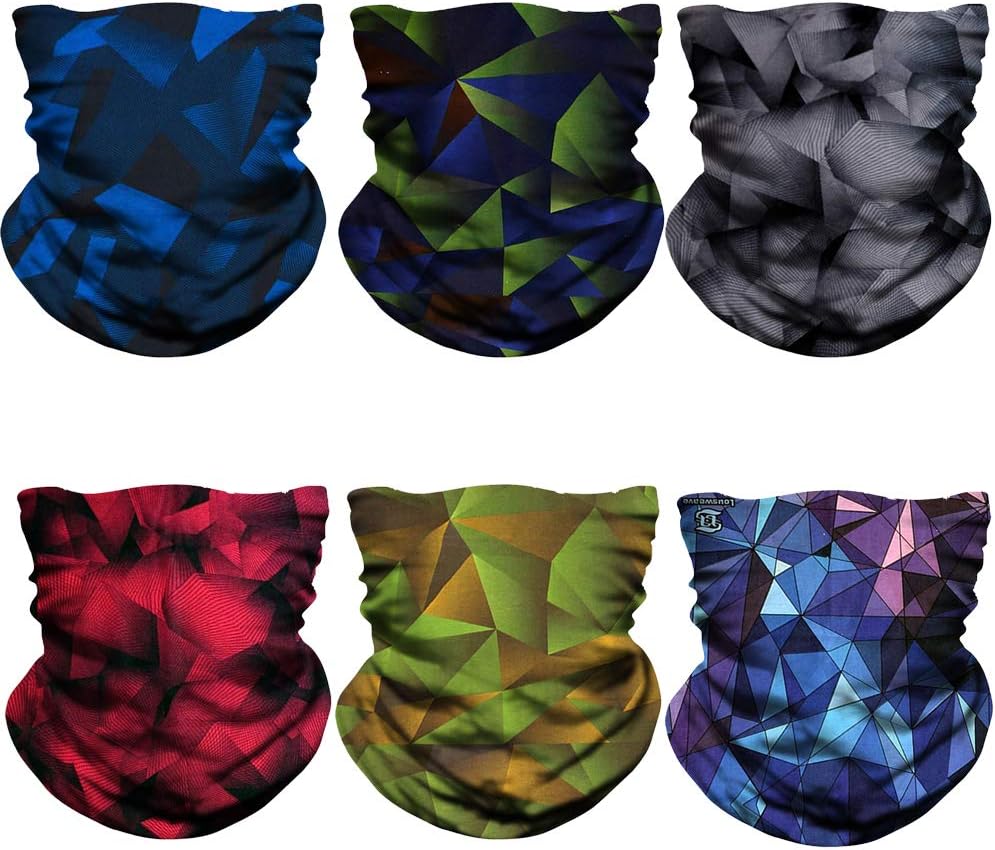 NTBOKW Face Mask Bandana for Sun Dust Wind Seamless Headband for Men Women Neck Gaiter Rave Face Mask for Festival Party Riding Motorcycle Riding Biker Cycling Fishing Tube Mask 6 Pack