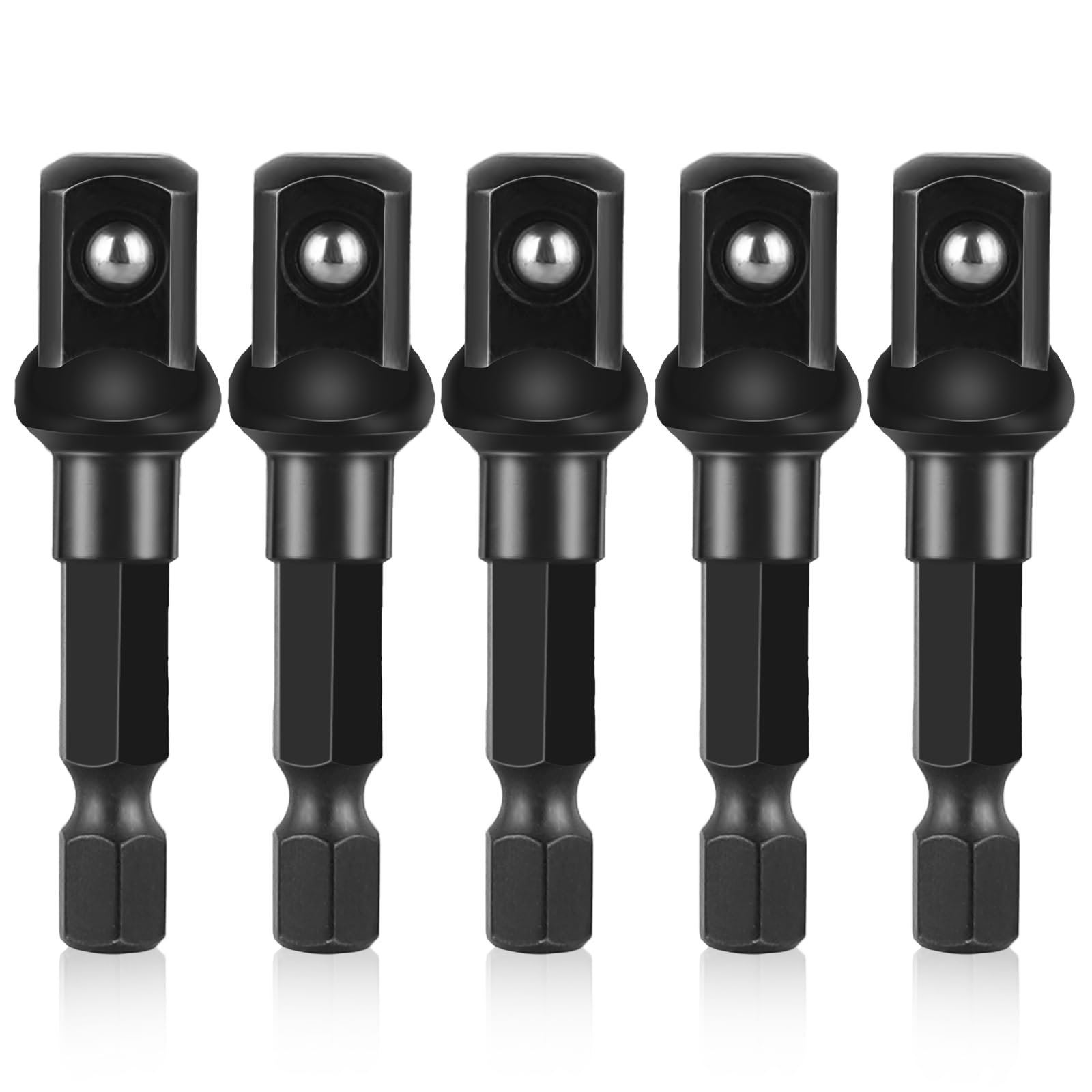 Photo 1 of 3/8 Impact Socket Adapter Set, 5PCS Black Drill Socket Adapter 1/4 to 3/8 Drive Adapter Kit for Impact Driver Automotive DIY Extension Socket Driver Bits Handle Nut Driver and Drills(3/8 Square Tip)