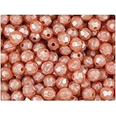 BeadTin Peach Pearl 8mm Faceted Round Plastic Craft Beads (450pcs)